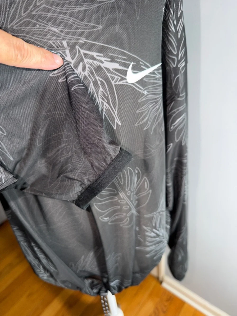 Nike oversized Black Gray Tropical Print Lightweight Hoodie
